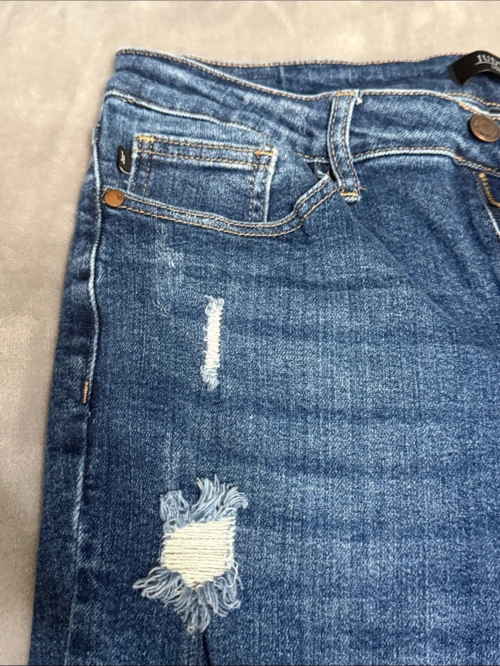 Judy Blue Distressed Dark Blue Straight Leg Jeans style JB88220 item: 72505
